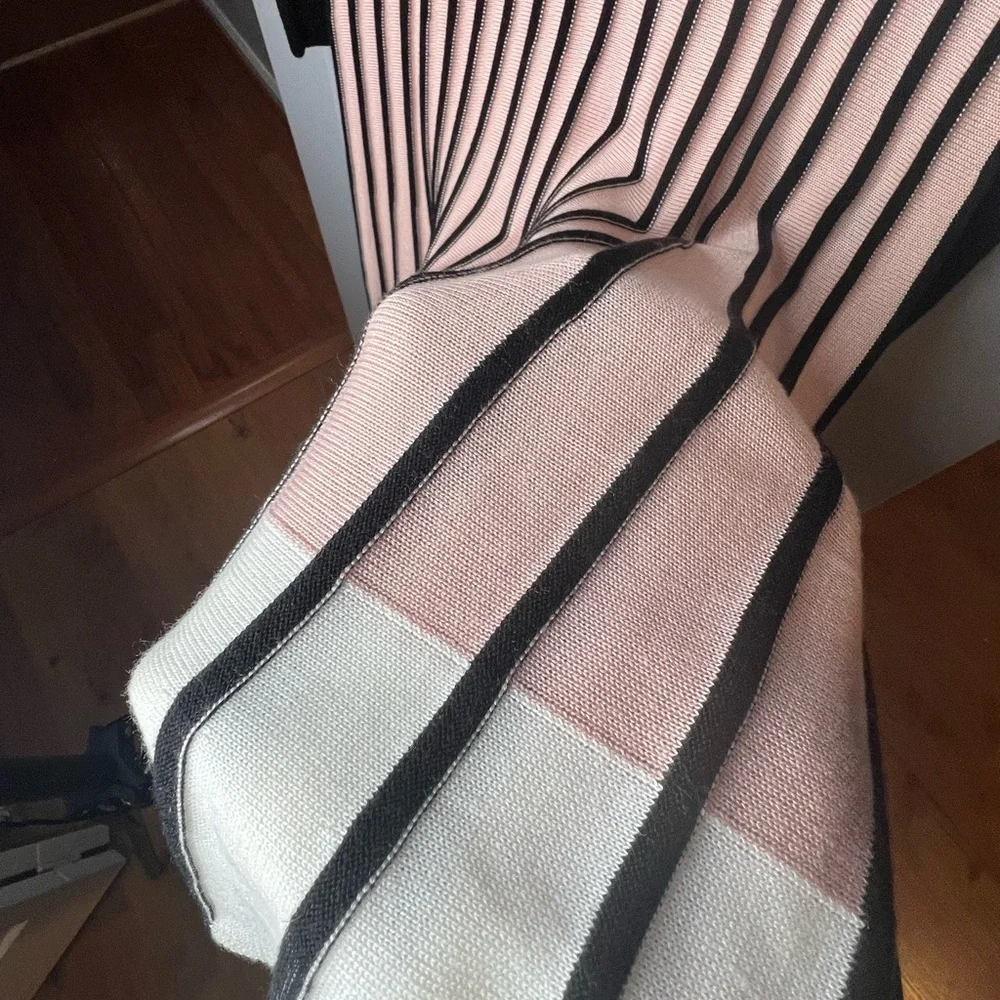 Calvin Klein Long Sleeve Dress with Blush Vertical Stripes - Picture 3 of 6